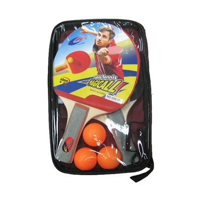 Table tennis bats with three balls