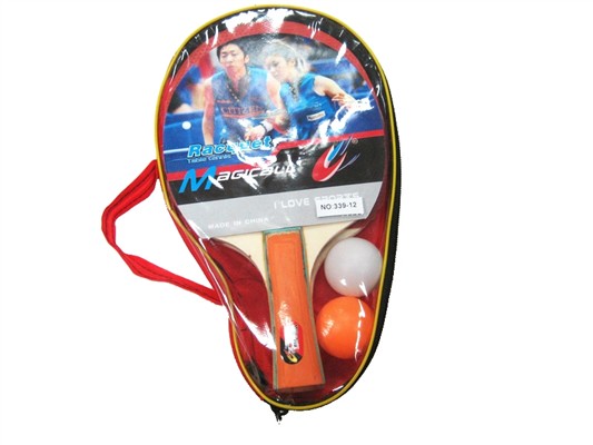 Table tennis bat with two balls