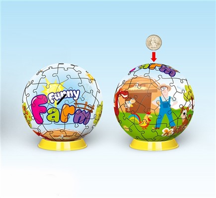 Happy ranch 4D three-dimensional puzzle ball piggy bank (60pcs)