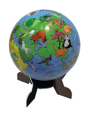 Spherical three-dimensional jigsaw puzzle - animals (60pcs)