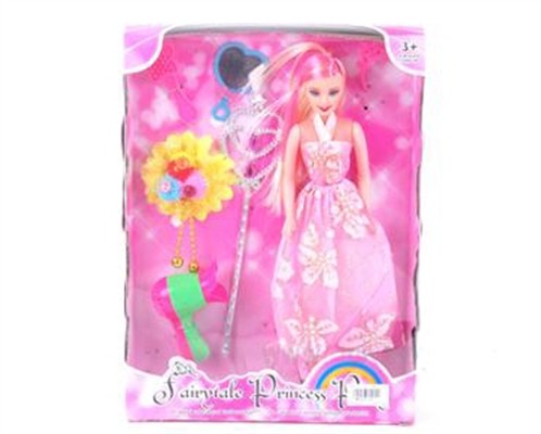 11.5-inch evening dress Barbie with hair dryer peach heart stick mirror combing beam