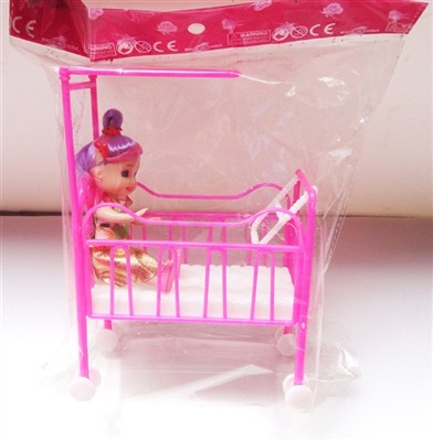 Solid body 3 inch Barbie + crib