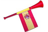 Three reverse the flag with fans horn the vuvuzela